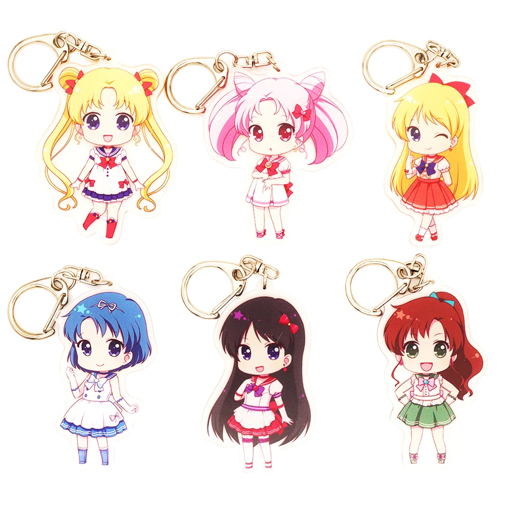 

Pretty Soldier Sailor Moon Anime Bishoujo Senshi Small Lady Sailor Venus Mercury Mars Jupiter Double Side Acrylic Keychain