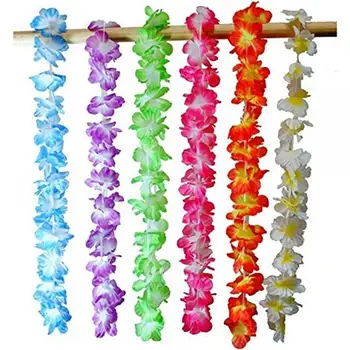 

36pcs/set Colorful Hawaiian Wreath Tropical Leis Flower Garlands Party Fancy Necklace Set