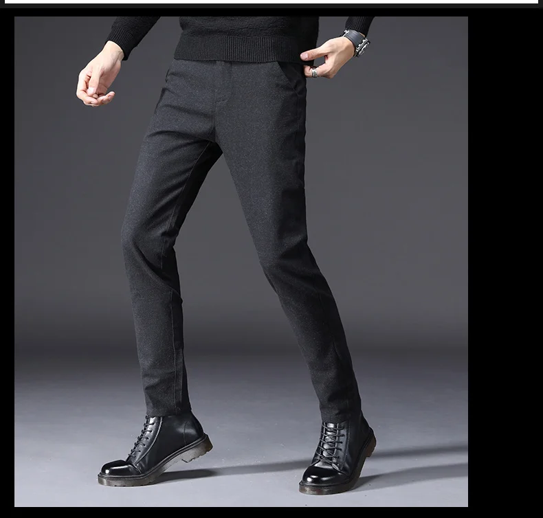 Осень Зима Высокое качество хлопок мужские брюки прямые длинные мужские классические деловые толстые повседневные брюки мужские s бренд полная длина