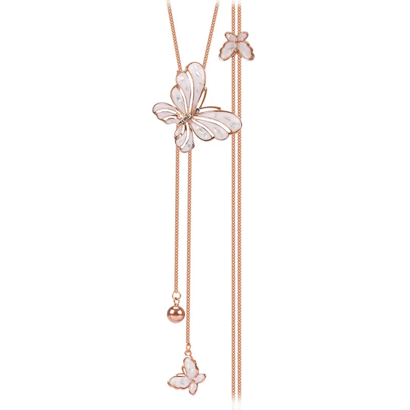 Модное Длинное Ожерелье с кисточками, украшенное кристаллами и бабочкой, для женщин, новинка, модные украшения, милый подарок