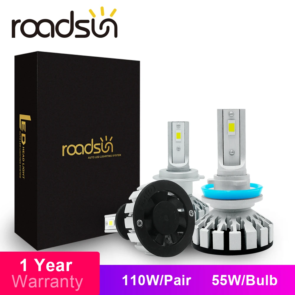 Roadsun автомобилей головной светильник лампа светодиодный H4 H1 H7 H3 H11 HB2 HB3 HB4 9003 9005 9006