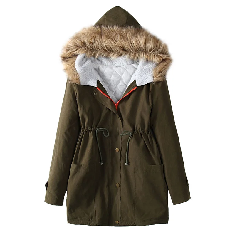 OLGITUM 2019 Women's long coat thickening collar cotton coat women's cotton winter jacket women CC519