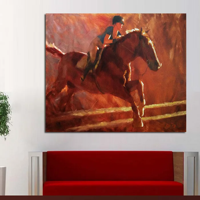 Handpainted acrylic Oil Paintings Wall Pictures figure Oil Paintings on Canvas Girl Riding A Horse Wall Art for Home Decoration image_1