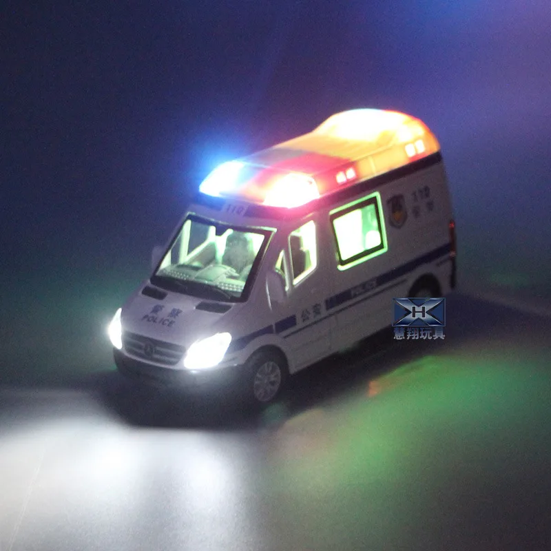 

Special Political Car Model Alloy Car Simulation 120 Ambulance Model Sound and Light Pull Back Children's Educational Toy Car