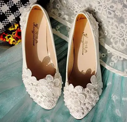 ФОТО Flats wedding shoes for woman, TG116 lace bridal flats shoes custom make med heel high heel ladies flower girl dance party shoe