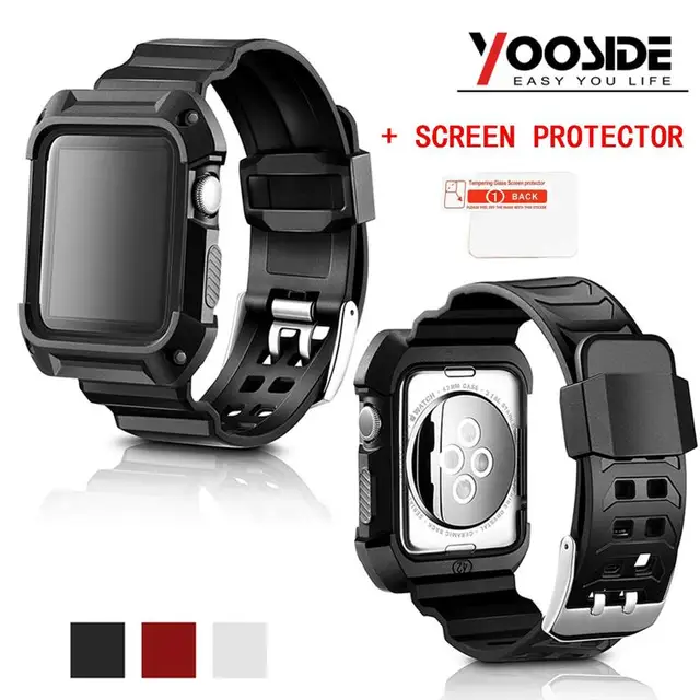Rugged Armor Case with Strap Band for Apple Watch Series 3/2/1 42mm