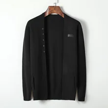 Длинный рукав v-образный вырез вязаный мужской свитер-Кардиган корейский стиль модный вязаный кардиган тонкая мужская одежда серый черный