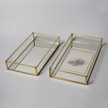 

Glass box rectangular jewelry storage plate glass tray Wedding cake decoration