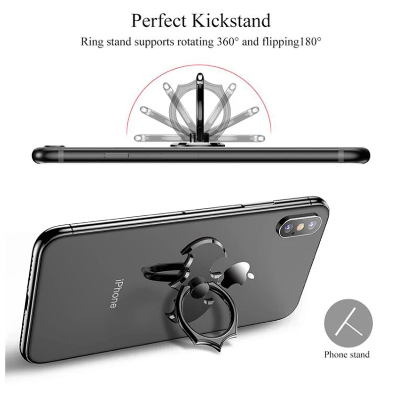 JUSFYU Bat 360 Degree Rotate Holder Finger Ring Mobile Phone Stand Holder For iPhone/Samsung/Xiaomi All Smart Phone Holder