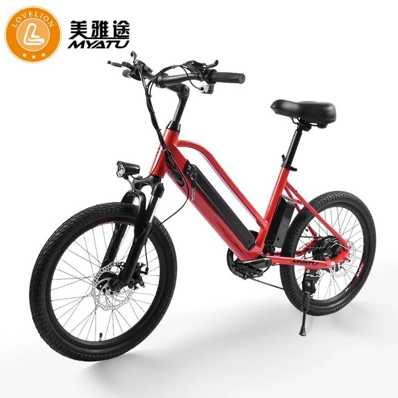 

MYATU EU drop shipping service 36V250W adult Electric Bike Full Suspension High torque High speed Bike Vermillion ebike