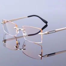 Luxus Lesebrille Männer Randlose Brillen Gentleman Hyperopie HMC Beschichtung Männlichen Brillen Gold frames Mann Presbyopie Brille