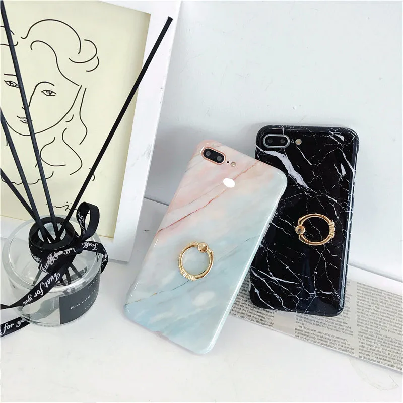 Чехол UBERAY для iphone 6 6s 7 8 plus чехол телефона мраморный Радужный розовый со стразами