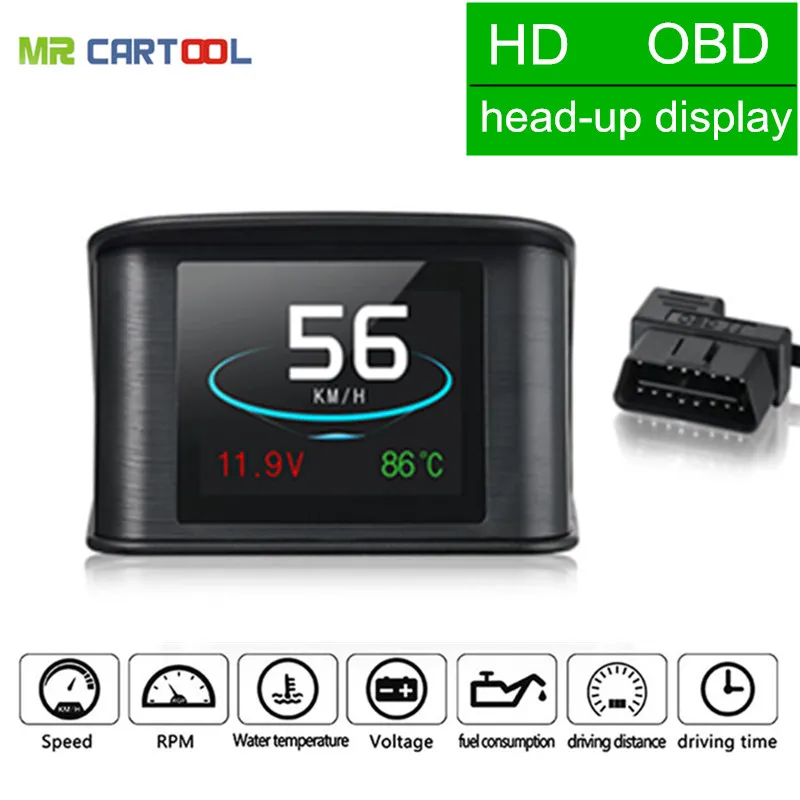 MR CARTOO M1 hud Дисплей автомобиля монитор компьютера вождения цифровой OBD2