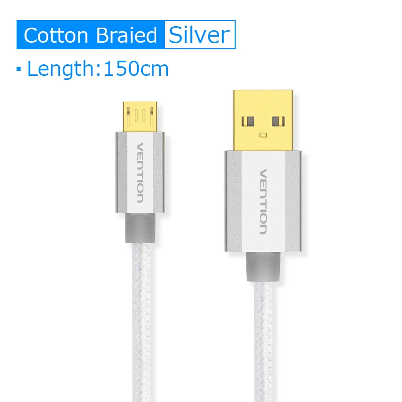 Vention Micro USB кабель для быстрой зарядки USB кабель для передачи данных кабель для мобильного телефона samsung Galaxy S4 htc LG Android смартфон Microusb - Цвет: Gold Plated 1.5m