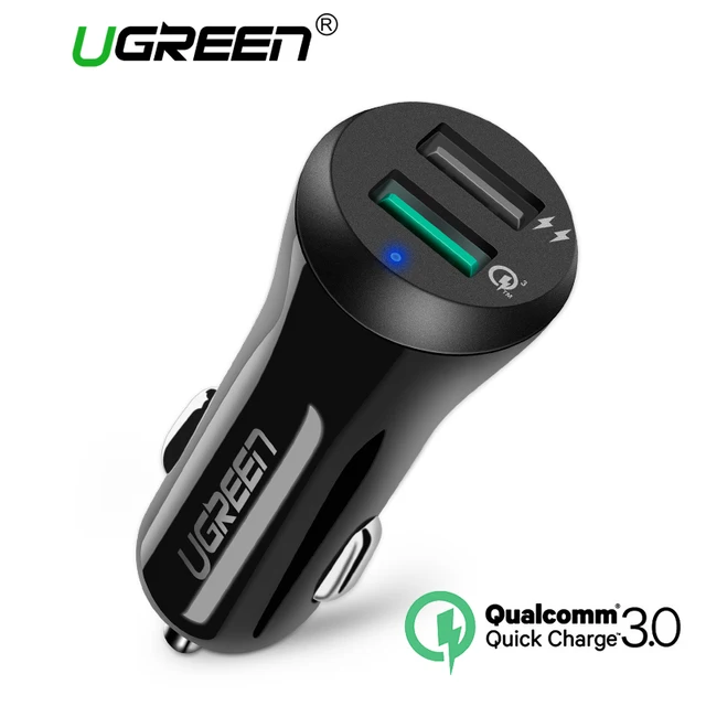 Ugreen автомобильное USB зарядное устройство Quick Charge 3,0 мобильный телефон зарядное устройство Dual USB быстрый QC 3,0 Автомобильное зарядное устройство для планшета Samsung Xiaomi зарядное устройство