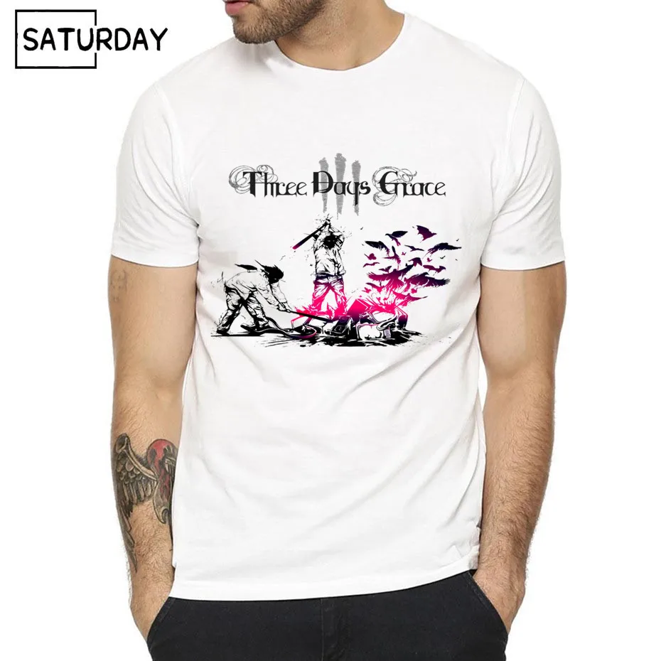 

Men Three Days Grace White T-shirt Women Summer Fashion Short Sleeve O-Neck White Hipster T-shirt Unisex Clothes