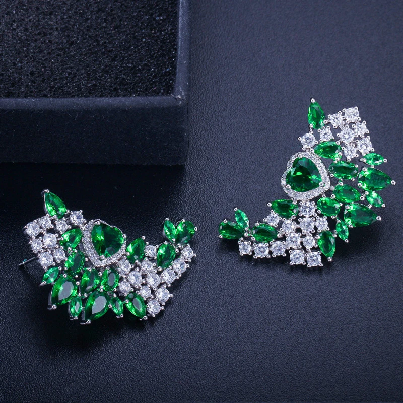 emerald stud earrings -ae225 3