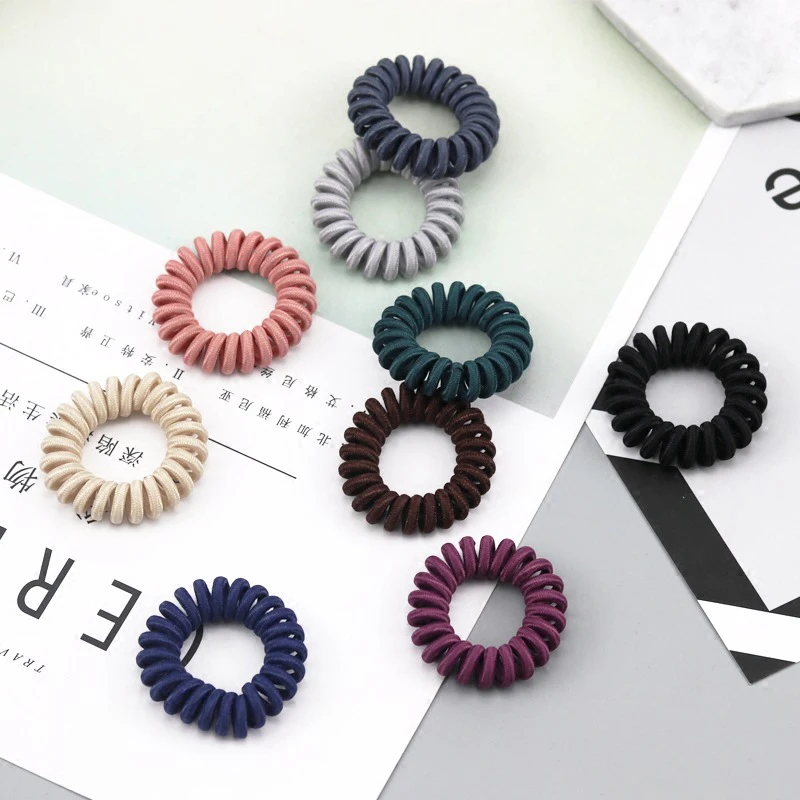 

Korean Elastic Hair Bands Fashion Telephone Wire Rubber Band Women Girls Spiral Scrunchies Hair Ties Rope