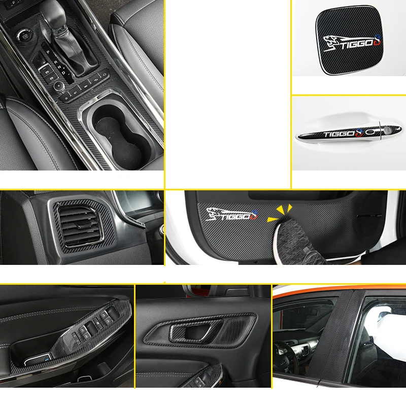 

Lsrtw2017 Carbon Fiber Car Interior Sticker Central Control Panel Sticker Gear Panel Sticker for Chery Tiggo 8 2018 2019 2020