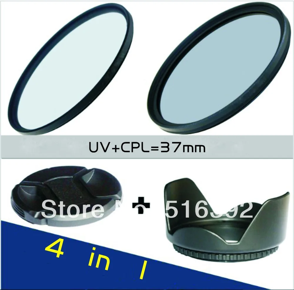 Good quality! 100% Professional 37MM Filter UV+CPL+Lens Hood+Cap for DSLR Camera |