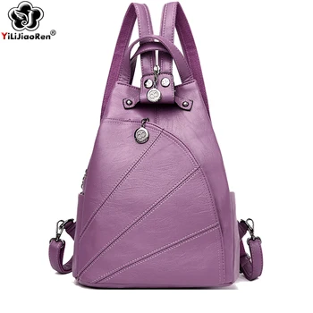 Fashion Backpack Female Brand Leather Backpack Women Luxury Travel Bag Large Capacity Backpacks Shoulder Bag Mochila Feminina women leather backpack pink bolsas mochila feminina large girl schoolbag travel bag genuine leather lady backpacks candy color