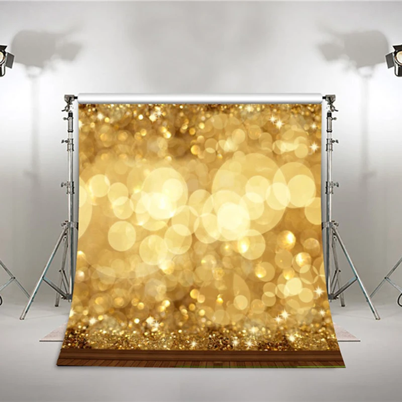 

Golden Bright Spot Photography Backdrops Bling Wedding Backdrops Children Party Photo Backgrounds For Studio Photobooth Props