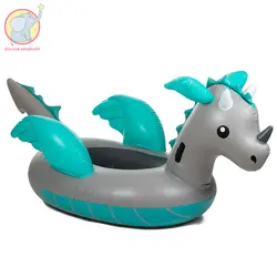 220 см надувной Единорог маленький серебряный дракон плавает бассейн для взрослых и детей игры праздничные вечерние водные игрушки