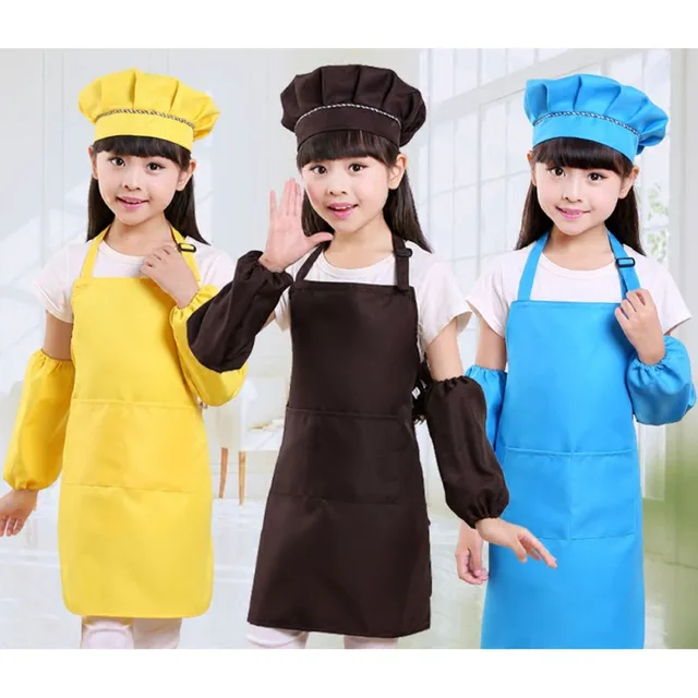 Bambini Bambino Bambini Grembiule Maniche Set Hat con Tasca Scuola Materna Cottu Bambini Bambino Bambini Grembiule Maniche Set Hat con Tasca Scuola Materna Cottu