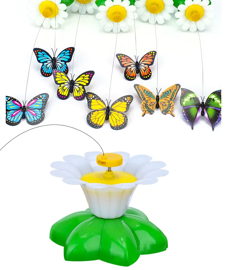 Automatic Electric Rotating Cat Toy Colorful Butterfly Bird Animal Shape Plastic Funny Pet Dog Kitten Interactive Training Toys