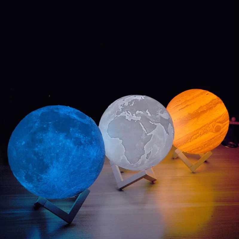 

Rechargeable 3D Light Print Earth Lamp Jupiter Lamp Touch Switch Bedroom Bookcase Night Light Home Decor Creative Gift