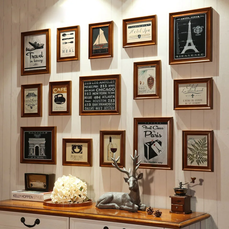 

Wood Photo Frame Vintage Photo Frame for Picture Creative Wall Frame Set Combination Porta Retrato Moldura Home Supplies