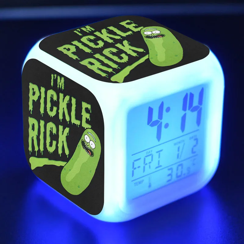 

Pickle Rick Figure Toys LED Colorful Flash Light Alarm Clock Rick and Morty Anime Figma Children Toys