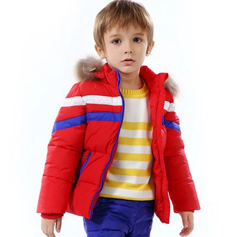 

2018 Kids Winter Down Jacket Boy Warm Outerwear Coats Girl Down & Parkas 2-7 Years Baby Hooded Ski Coat Baby Waterproof Clothing
