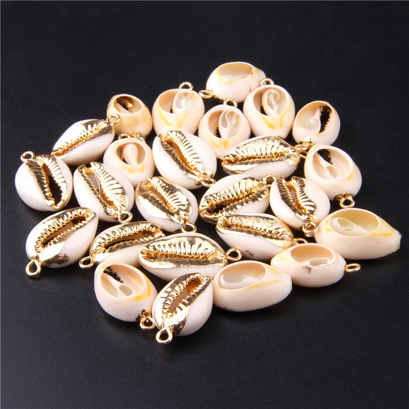 Lot Electroplated Metal Beads Cut Sea Cowrie Shells Jewelry Braclet DIY Findings