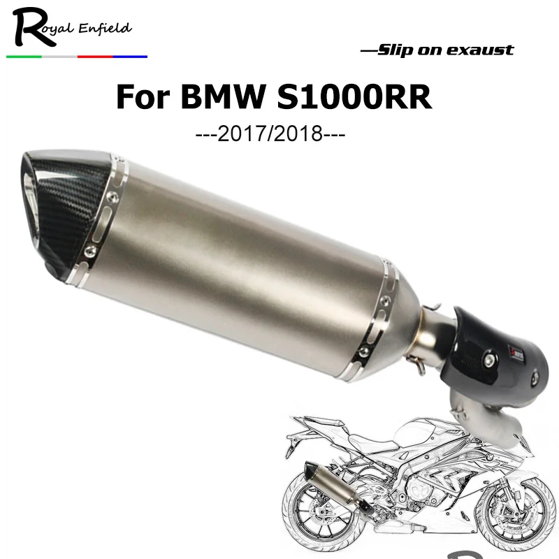 

Silp on for BMW s1000rr 2017 2018 Motorcycle Middle Connecting Pipe +Tail Exhaust Pipe Non-Destructive Mounted Muffler System