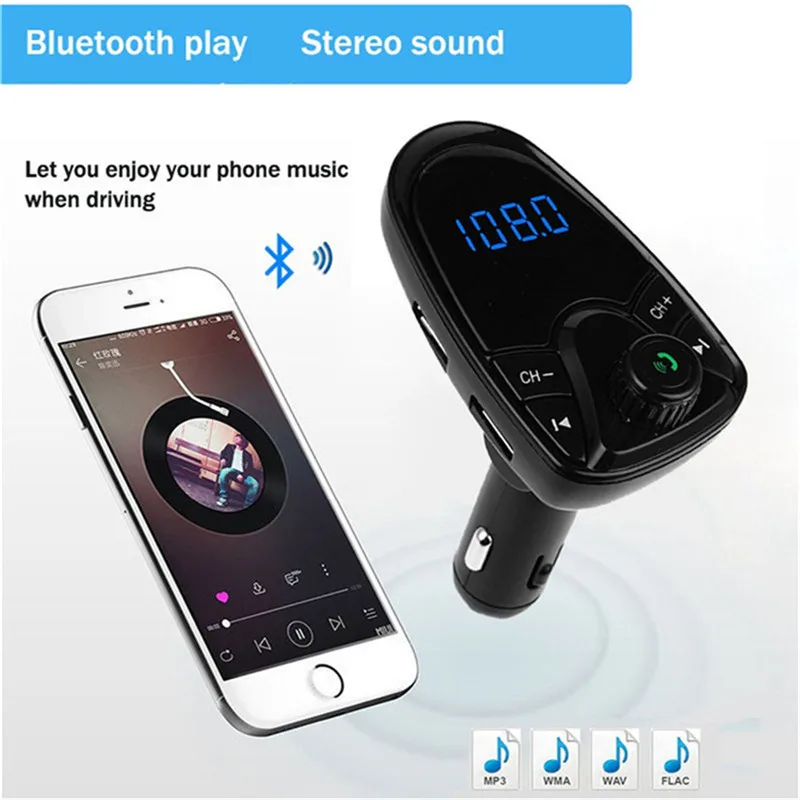 Vicky FM передатчик Aux модулятор Bluetooth Handsfree Car Kit аудиомагнитолы Автомобильные MP3 плееры с 2.1A Quick Charge двойной зарядное устройство usb