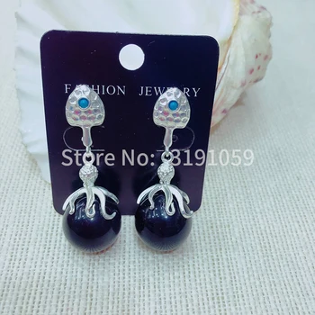 

Temperament personality is contracted go all out earring of female black natural stone earring