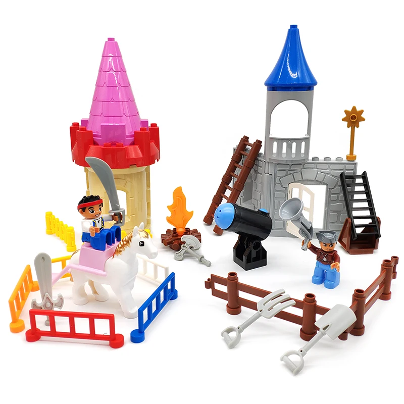 Gros blocs de construction scènes de château accessoire mur toit clôture arme brique Compatible avec Duplo assembler des jouets pour enfants cadeau