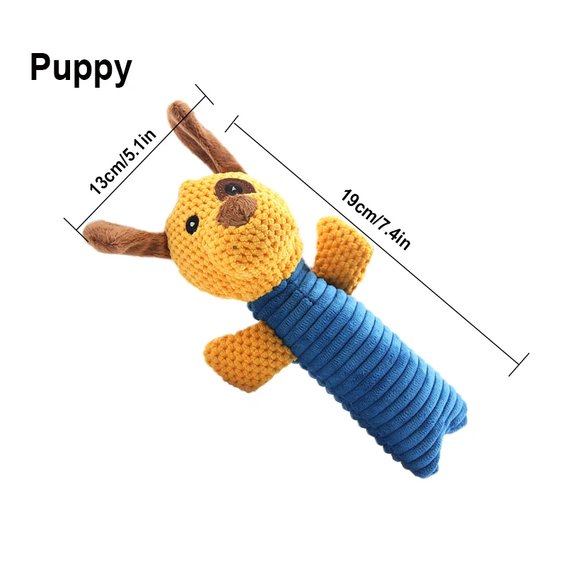 Мультяшные животные пищалка собака игрушки щенок кошка плюшевые игрушки-Жвачки чистка зубов интерактивная игрушка со звуком для маленьких собак боди для чихуахуа - Цвет: Puppy