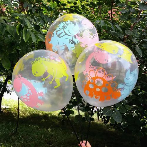 12 inch big clear transparent dinosaur balloons colors children kids party supplies boys Birthday Party Decoration 5
