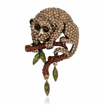 

Chinese Zodiac Crystal Rhinestone Monkey Brooch Pin Vintage Jewelry Garment Accessory Gift