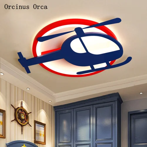 

American Creative Simple Helicopter ceiling lamp Boys'Bedroom Children's Room Lights Cartoon Color LED Aircraft ceiling lamp