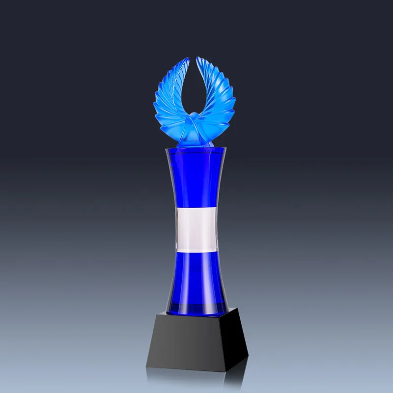 

Luxury Glaze Blue Trophy Best Gift For Business Partner Free Customized