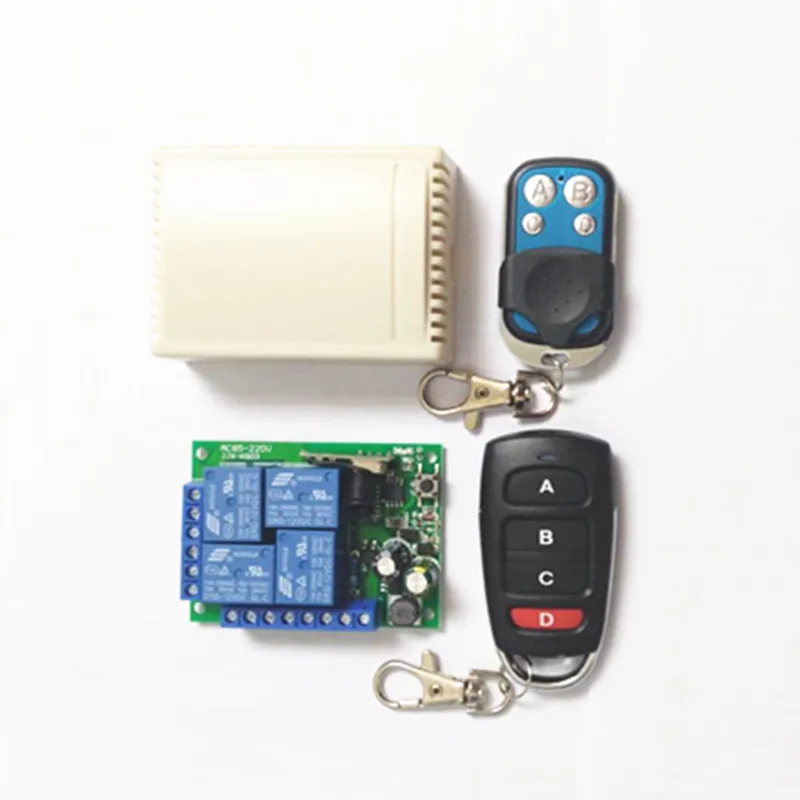 

2 pieces of two models 1527 learning code remote control. AC 85V~250V 220V 4 RF channel receiver