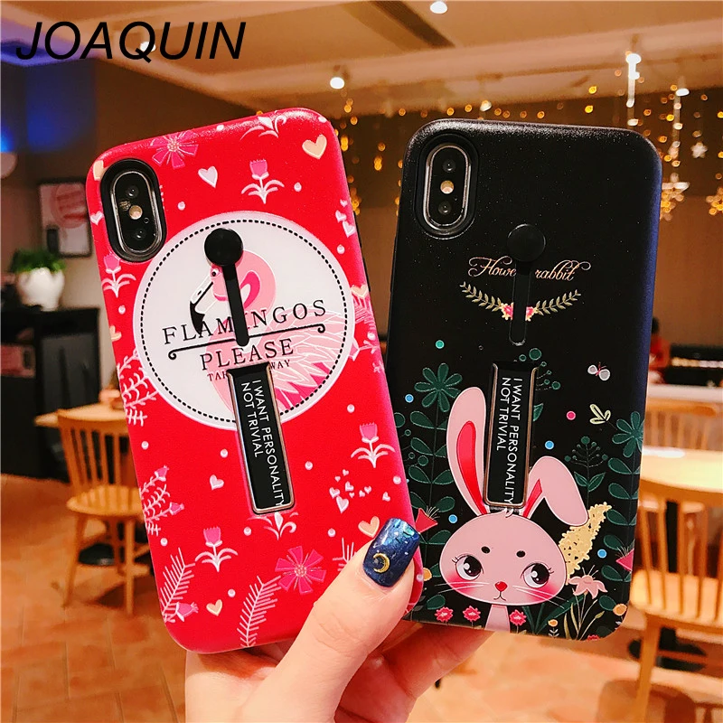 Фламинго чехол для iphone X 8 6 S 6/7 плюс Soft задняя крышка Скрытая кольцо чехлы XR XS max
