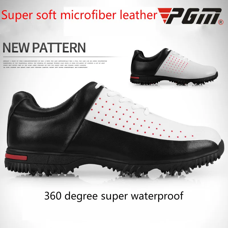 Pgm الغولف الأحذية للماء ستوكات جلد الرجال تنفس الغولف رياضة غير زلق الأحذية المسامير الأحذية الرياضية 39-44