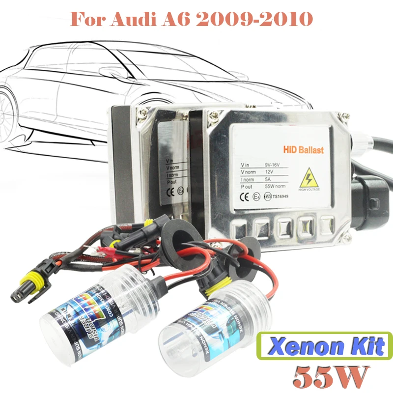 

55W HID Xenon Kit 3000K-15000K Car Fog Light DRL Daytime Running Lamp For A6 2009-2010 (1 Pair Bulb + 1 Pair Ballast)