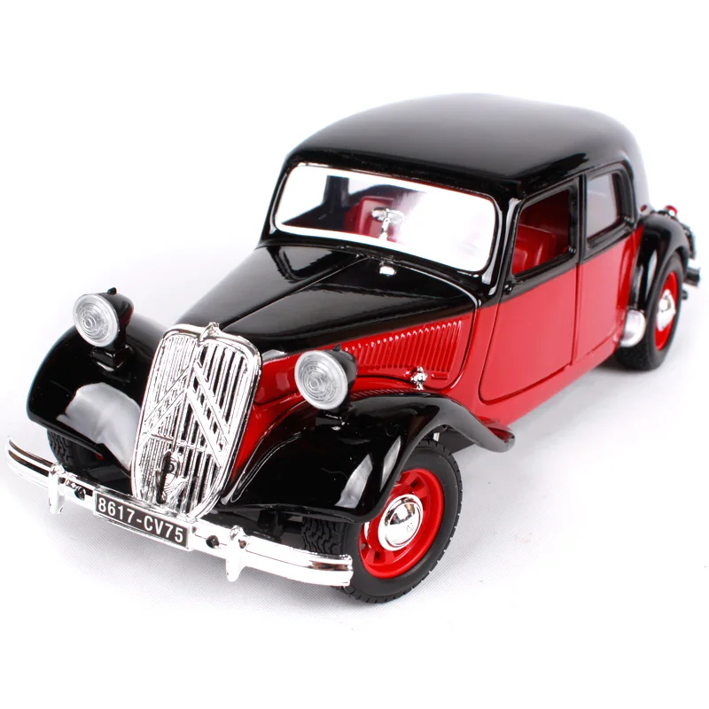 Bburago 1:24 1938 CITROEN 15 CV TA черный красный Сборный DIY гоночный литой под давлением модельный Комплект комплекты игрушечных автомобилей в коробке 25080