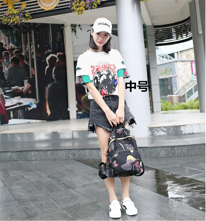 Женская новая мода, южнокорейская нейлоновая школьная сумка, Оксфорд, ранец, маленький рюкзак - Цвет: Camouflage Size M
