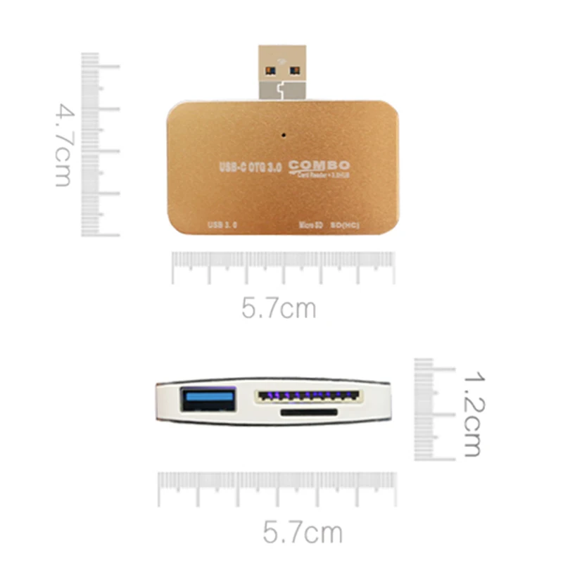 Концентратор USB 3,0 Card Reader Leadzoe 2 в 1 USB 3,0 Micro USB, карты SD/TF карты многофункциональный картридер OTG адаптер для телефона ПК